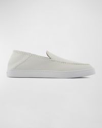 Men's Woven Leather Slip-On Sneakers