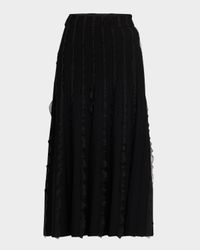 Ribbed Ruffle-Trim Maxi Skirt