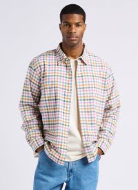 Edwin - Chemise regular à carreaux en coton - Taille XL - Rose