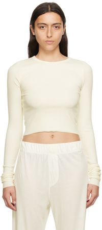 ÉTERNE Off-White Cropped Long Sleeve T-Shirt