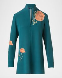 Anemone Print Silk Crepe Tunic