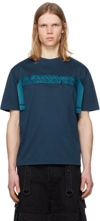 Lanvin T-shirt bleu marine à logo à lacets Curb