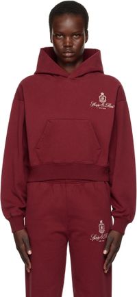 Sporty & Rich Burgundy Vendome Cropped Hoodie