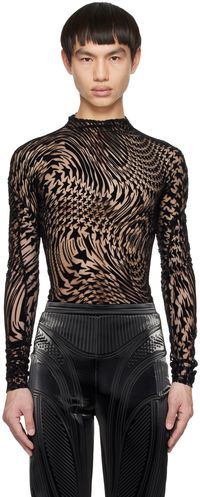 Mugler Col roulé noir à motif graphique