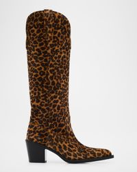 Felix Leopard-Printed Suede Western Boots