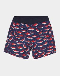 Boy's Shark-Print Swim Shorts, Size 8A-10A
