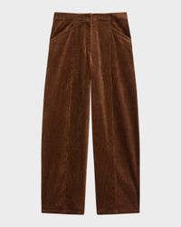 Front-Seam Micro Corduroy Pants