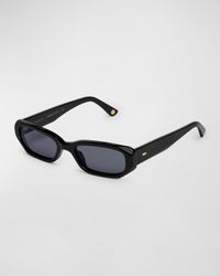 Ore Black Acetate Rectangle Sunglasses