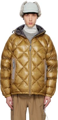 and wander Blouson brun rembourré en duvet à point de diamant