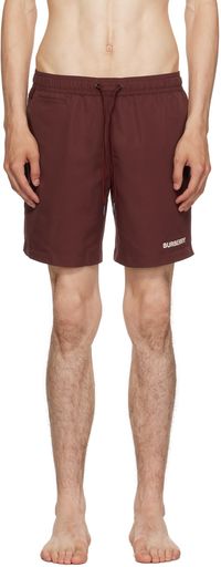 Burberry Burgundy Drawcord Swim Shorts