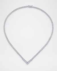Round Cubic Zirconia V-Front Tennis Necklace