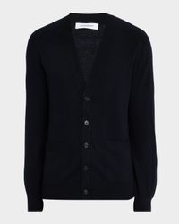 Men's Cashmere Tonal Logo V-Neck Cardigan