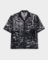 Men's Sequin-Embroidered Camp Shirt
