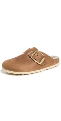 Birkenstock Boston Big Buckle Shearling Clogs Cognac 39