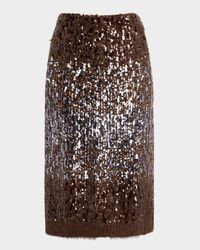 Multi-Size Degrade Pailette Mohair Knit Midi Skirt