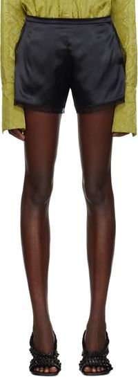 Dries Van Noten Black Silk Mini Shorts