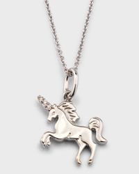 18K White Gold Diamond Unicorn Necklace