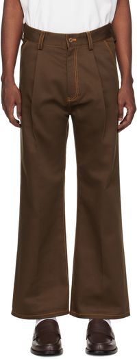 RICE NINE TEN Brown Heart Icon Straight Trousers