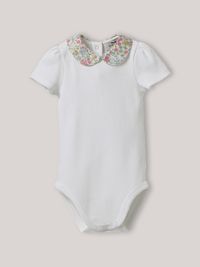 Cyrillus - Body col en tissu liberty en coton biologique - Taille 24M - Blanc