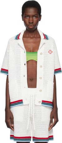Casablanca Chemise blanc cassé en crochet à logo gothique