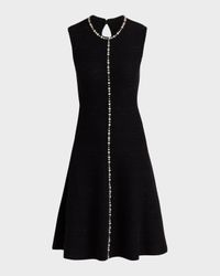 Sleeveless Beaded Metallic Knit Dress