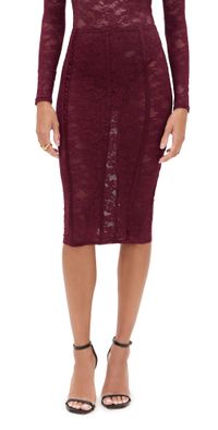 Fleur du Mal Le Stretch Lace Pencil Skirt Auburn L