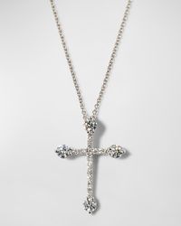 18k White Gold Diamond Cross Necklace, 0.37tcw