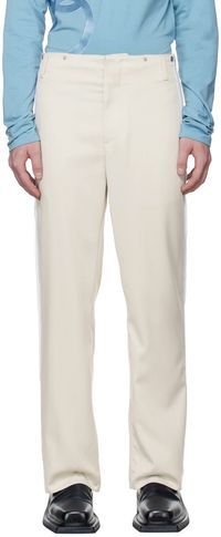 OPEN YY Pantalon beige à coutures scellées exclusif à SSENSE