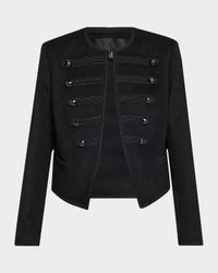 Joni Open-Front Shrunken Virgin Wool Jacket