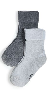 Stems 2 Pack Cozy Lounge Socks Grey/Charcoal One Size