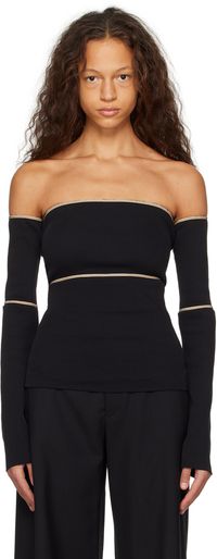 MM6 Maison Margiela Black Off-The-Shoulder Blouse