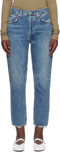 AGOLDE Blue Riley High Rise Straight Crop Jeans