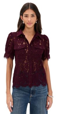 Generation Love Mina Lace Shirt Malbec XS