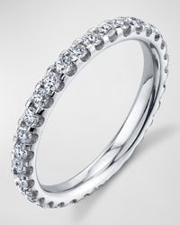 18K White Gold Eternity Comfort Fit Band with U Prong Set Round Cut Diamonds, 1.10ct