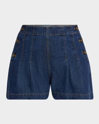 Chleo Pleated Denim Shorts
