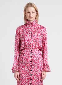 Heimstone - Chemisier col montant imprimée - Taille 38 - Rose