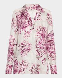 Splatter-Print Silk Twill Blouse