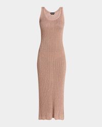 Metallic Rib Knit Sleeveless Midi Dress