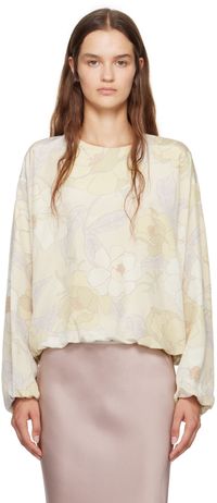 Dries Van Noten Chemisier beige en soie à coupe cocon