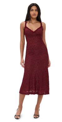 BARDOT Alegra Stretch Lace Midi Dress Burgundy 8