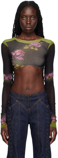 Jean Paul Gaultier Black & Green 'The Fleurs Petit Grand' T-Shirt