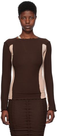 Baserange T-shirt à manches longues Omato brun et rose exclusif à SSENSE