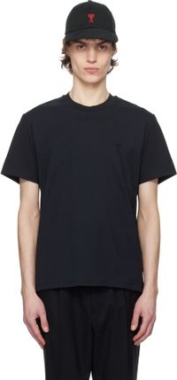 AMI Paris Black Cotton Ami de Coeur T-shirt