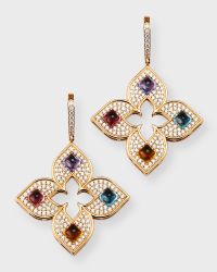 18K Rose Gold Earrings with Diamonds and Semiprecious Stones