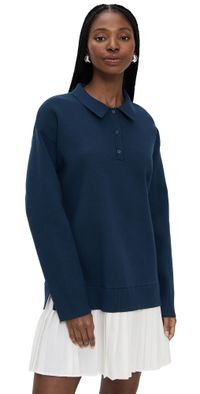 English Factory Polo Mixed Media Mini Dress Navy/White XS