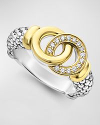 Signature Caviar Two-Tone Interlocking Diamond Ring