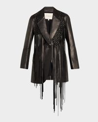 Nappa Leather Macramé Fringe Blazer