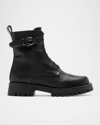 Goldy Leather Buckle Combat Boots