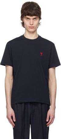 AMI Paris Navy Cotton Ami de Coeur T-shirt