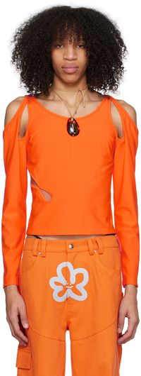 Marshall Columbia Orange Cutout Long Sleeve T-Shirt